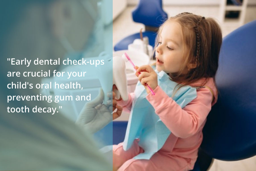 a toddler getting dental treatment and smiling